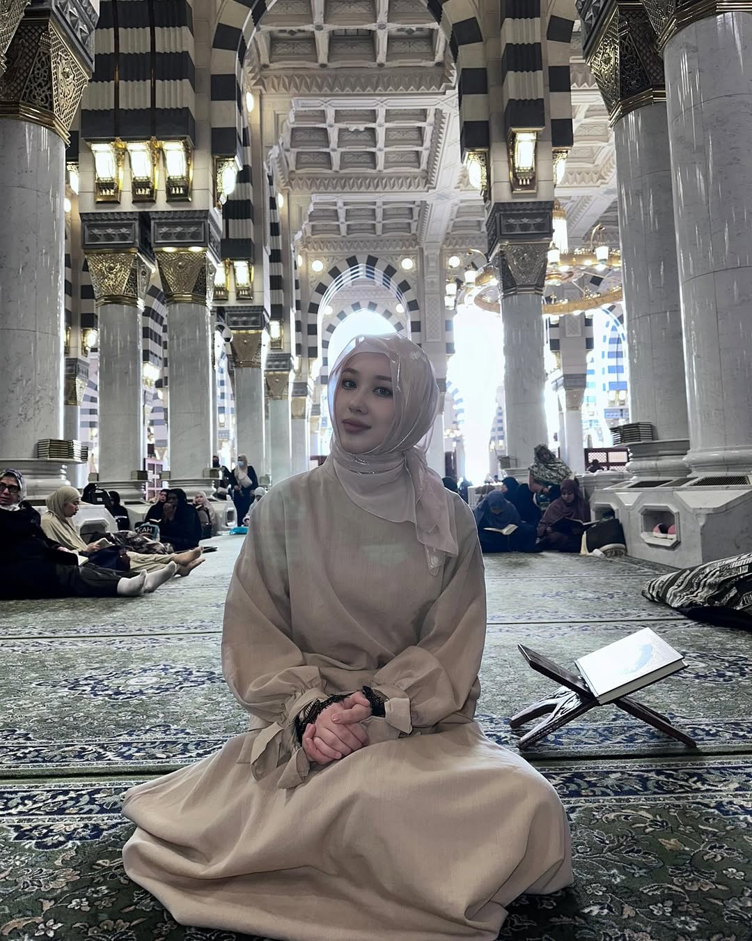 View of Al-Masjid An-Nabawi domes and canopies